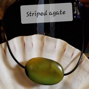 Striped Agate 18" Necklace-Green